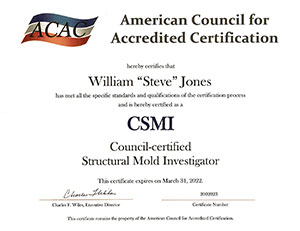 ACAC Certified  Structural Mold Investigator